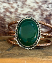 Load image into Gallery viewer, Green Onyx Copper Cuff